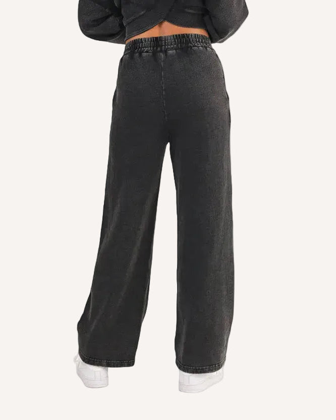 Laid-back denim-wash fleece sweatpants styled for everyday comfort