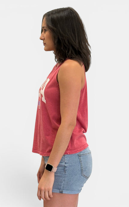 1776 USA graphic tank top side view