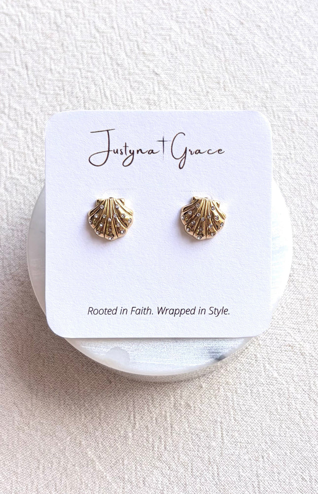 Stone Shell Stud Earrings