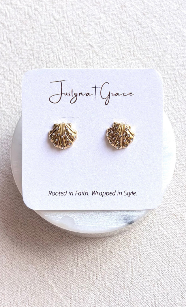 Stone Shell Stud Earrings