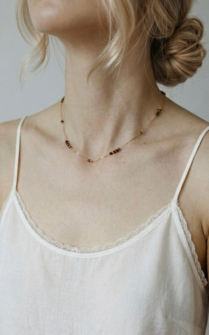 Amber Bead Station Necklace