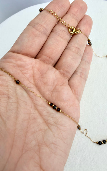 Amber Bead Station Necklace