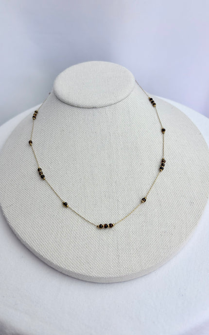 Amber Bead Station Necklace
