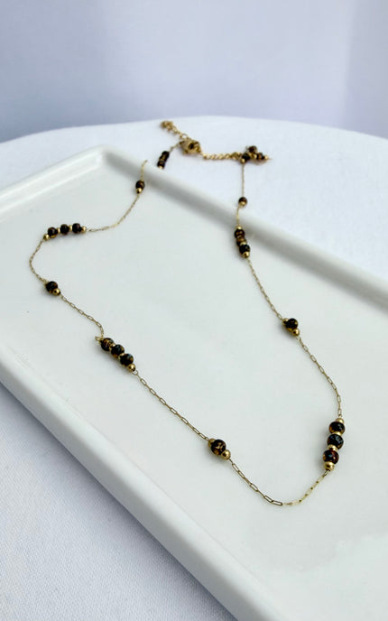 Amber Bead Station Necklace