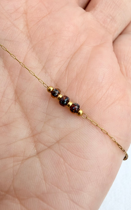 Amber Bead Station Necklace