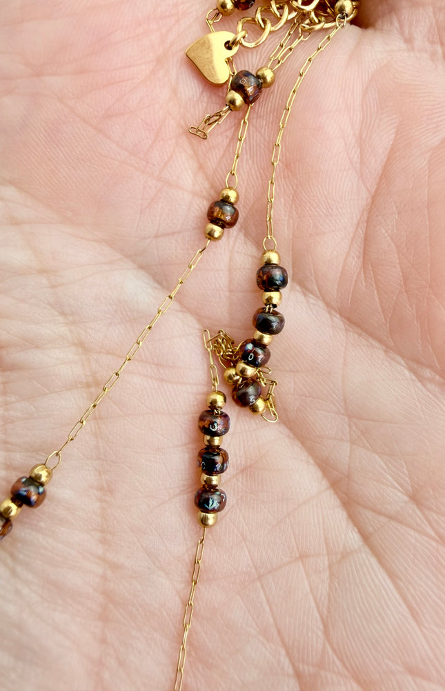 Amber Bead Station Necklace