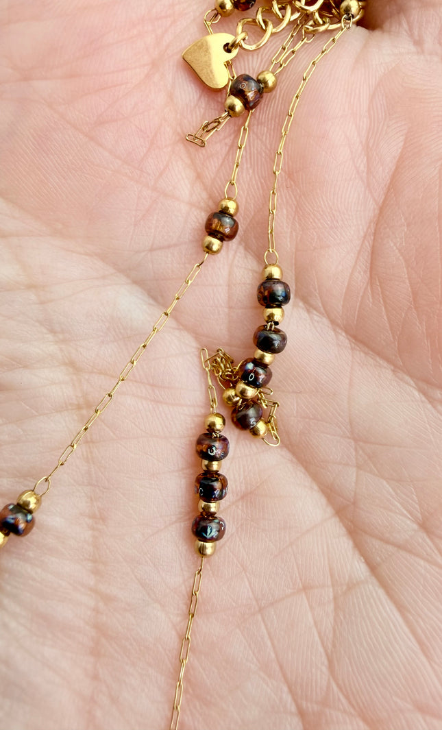 Amber Bead Station Necklace