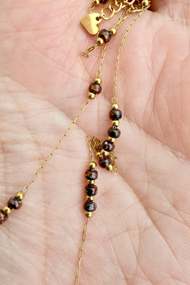 Amber Bead Station Necklace