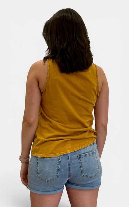 Vintage American flag graphic tank top back view