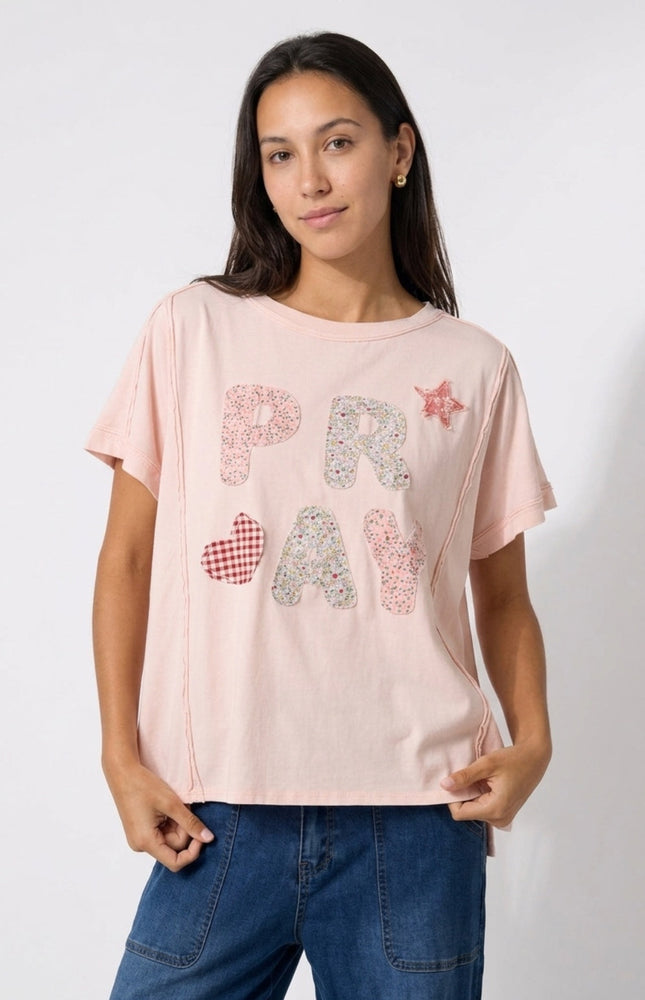 Pray Patchwork Cotton Tee