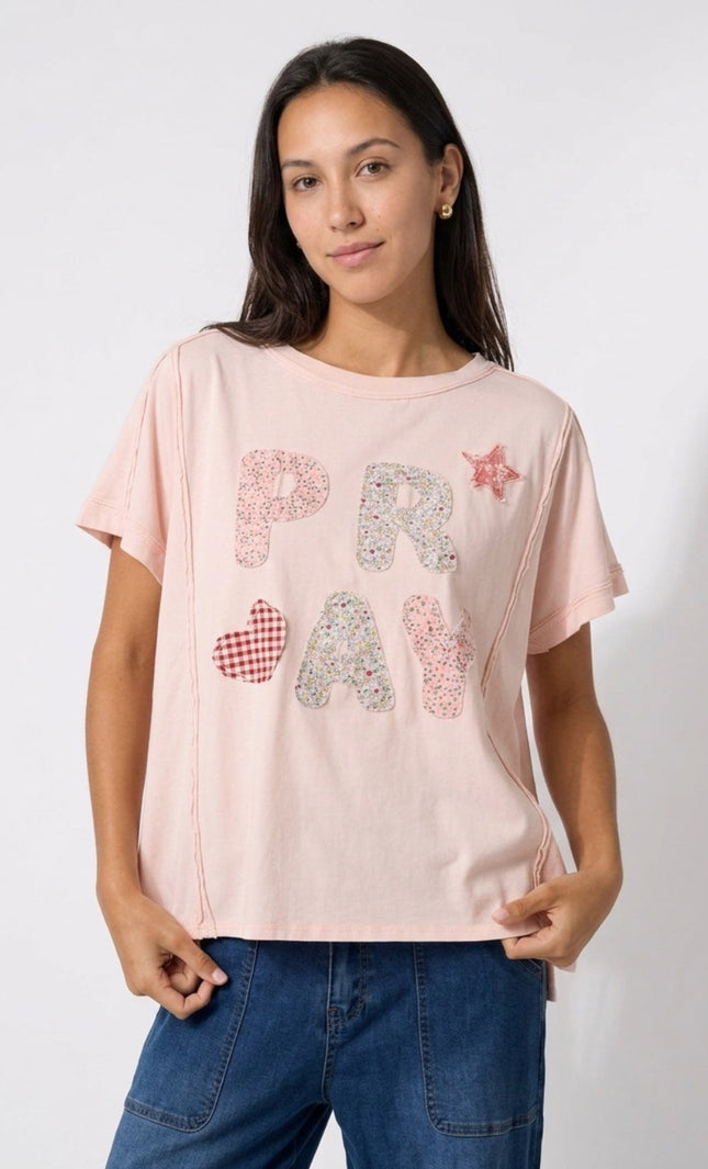 Pray Patchwork Cotton Tee