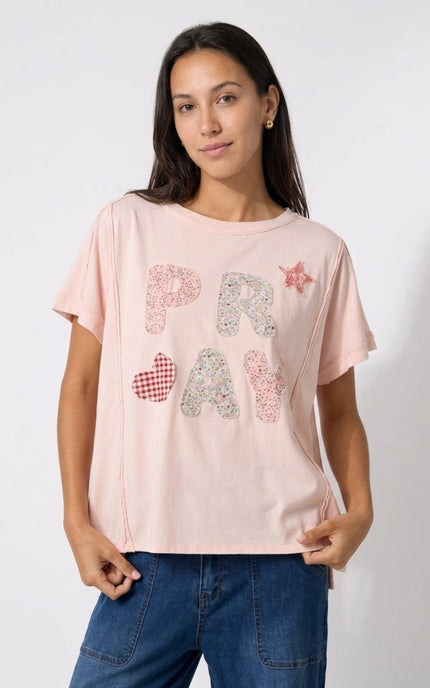 Pray Patchwork Cotton Tee