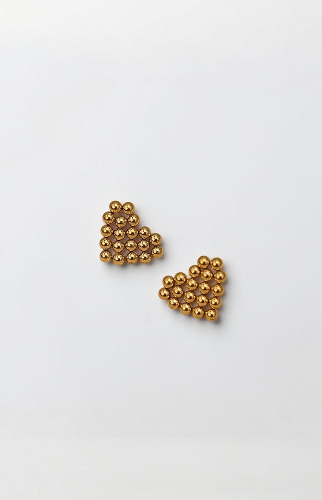 Beaded Heart Stud Earrings