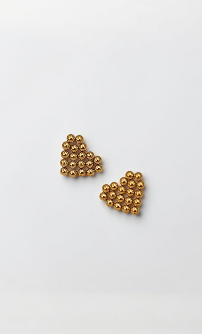 Beaded Heart Stud Earrings