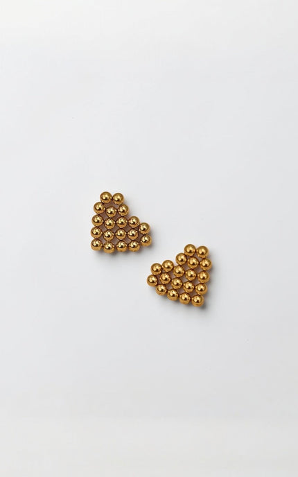 Beaded Heart Stud Earrings