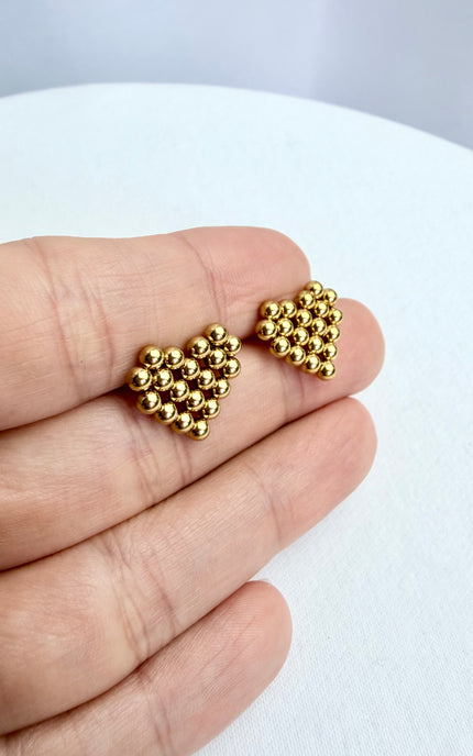 Beaded Heart Stud Earrings