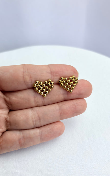 Beaded Heart Stud Earrings