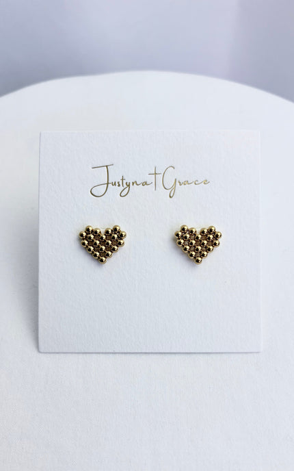 Beaded Heart Stud Earrings