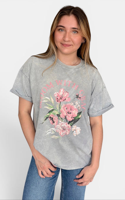 Bloom With Grace floral graphic tee in soft premium cotton