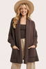 Boucle Knit Poncho in espresso brown — open-front shawl collar poncho with asymmetrical hem from Justyna Grace Boutique.