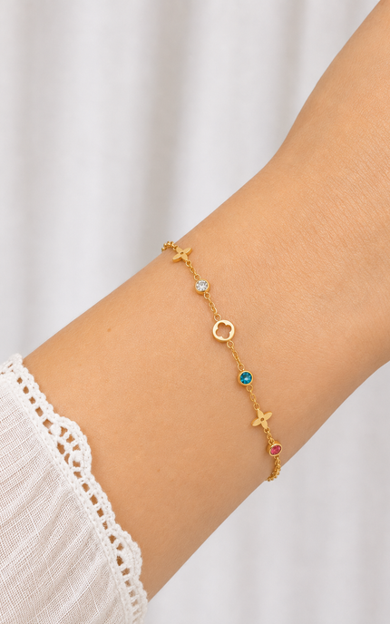 Clover Charm Station Bracelet