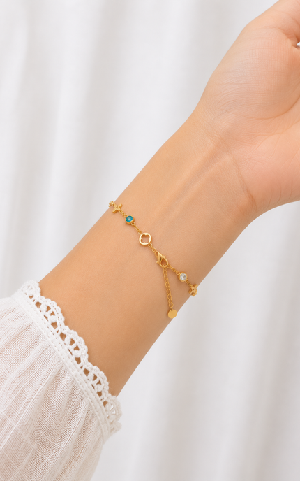 Clover Charm Station Bracelet