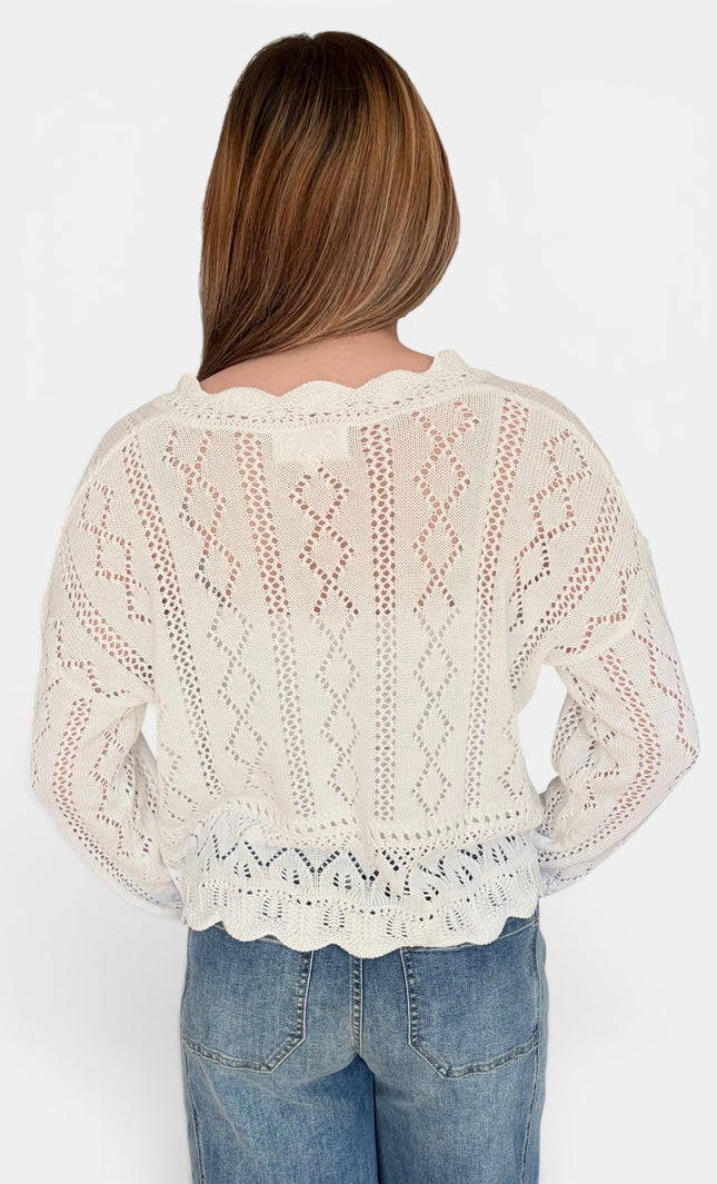 Women's open-knit crochet sweater for spring and summer