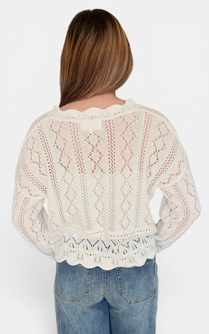 Women's open-knit crochet sweater for spring and summer