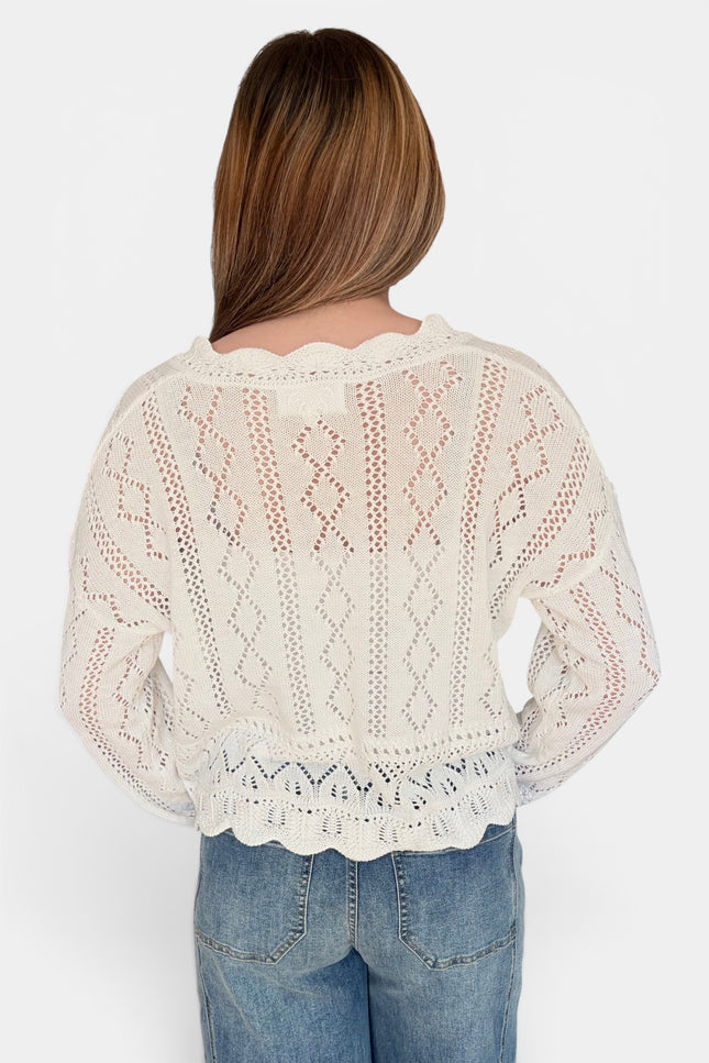 Women's open-knit crochet sweater for spring and summer