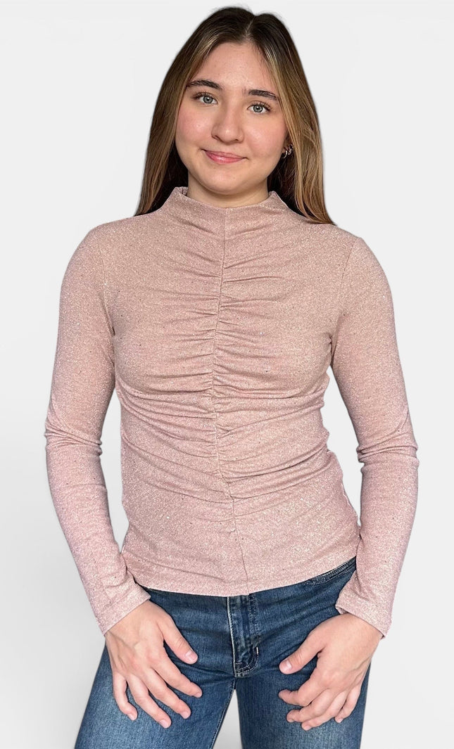 Elena Ruched Mock Neck Top