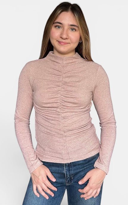 Elena Ruched Mock Neck Top
