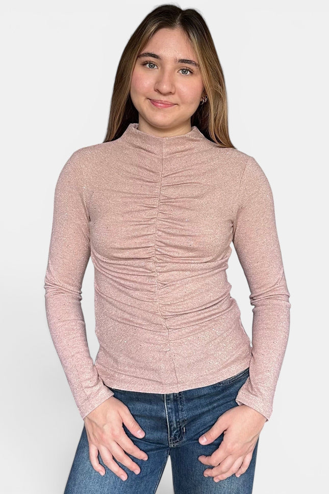 Elena Ruched Mock Neck Top