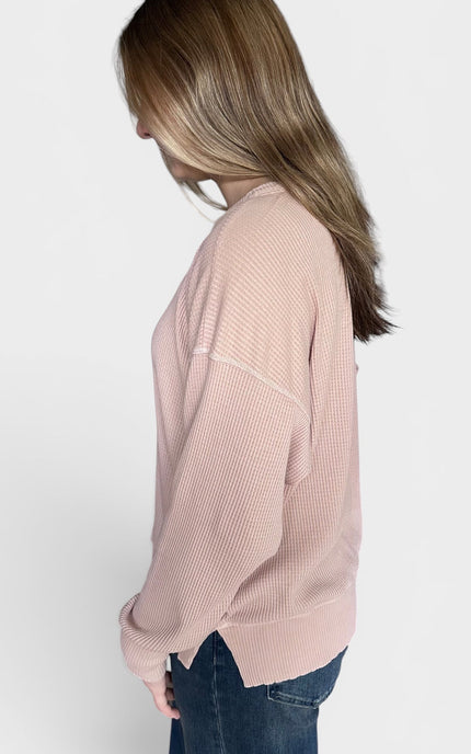 Women's relaxed thermal knit top with scoop neckline