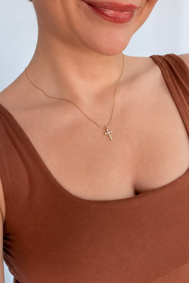 Crystal Cross Chain Necklace