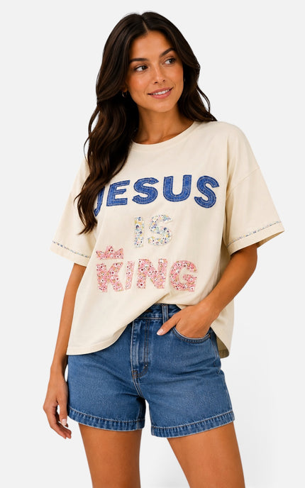 Jesus Is King Patchwork Tee