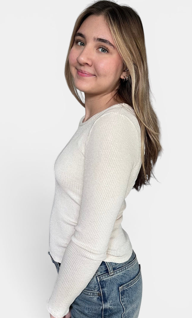 Abigail Ribbed Ruched Long Sleeve Top