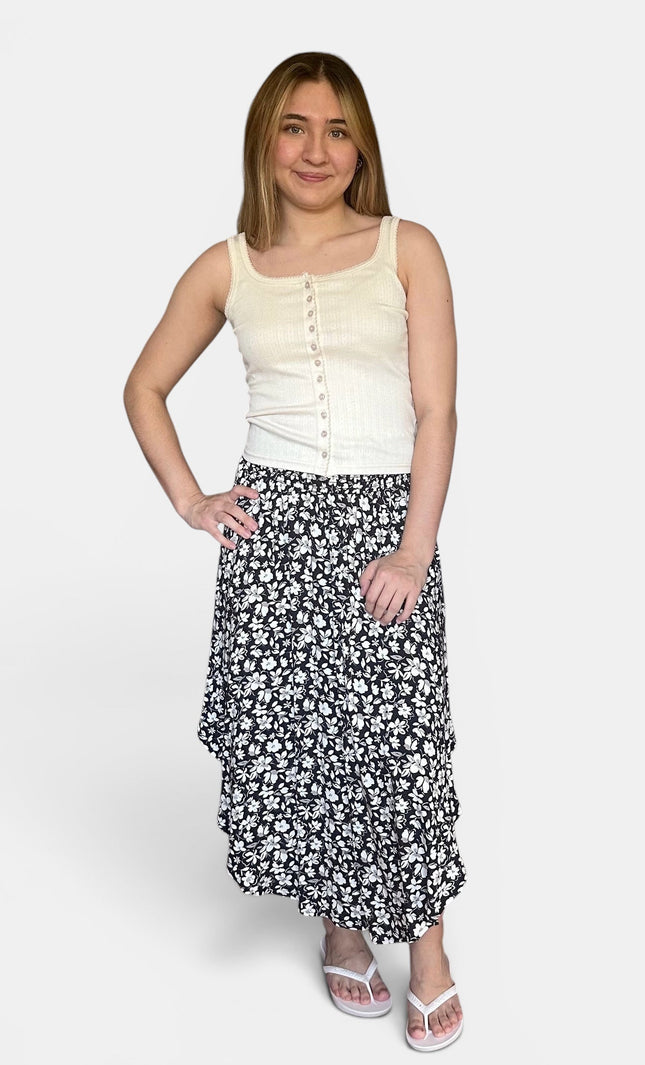 Meadow Print Midi Skirt