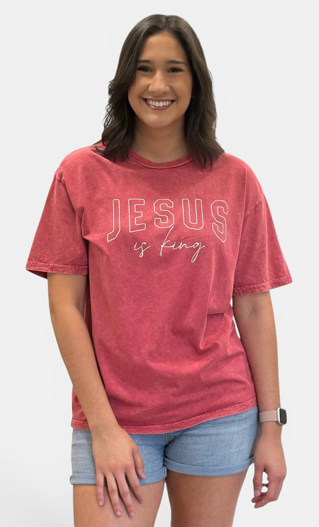 Jesus is King Mineral Washed Tee