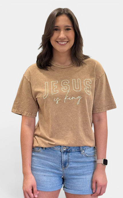 Jesus is King Mineral Washed Tee
