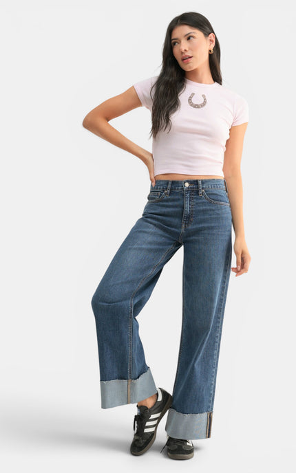 Camille Cuffed Wide Ankle Jeans