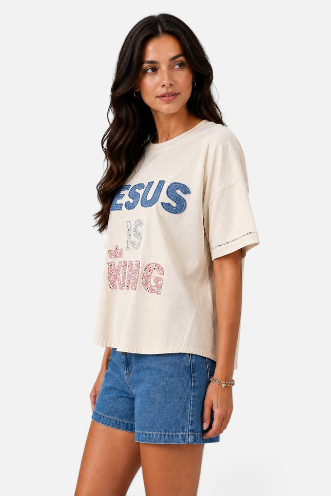 Jesus Is King Patchwork Tee