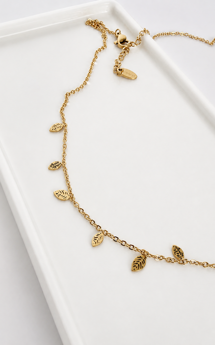 Leaf Charm Choker Necklace