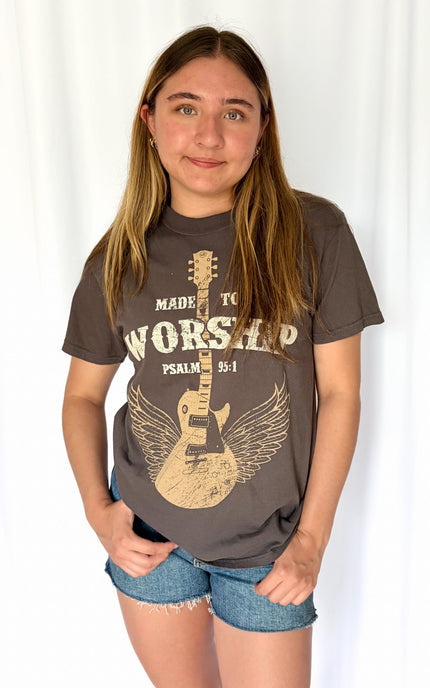 Vintage-style Made to Worship cotton tee