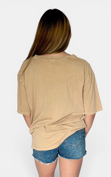 Back view of oversized cotton graphic t-shirt