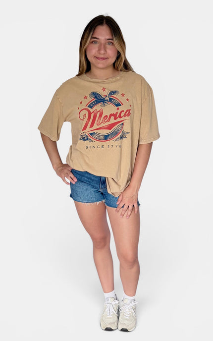 Casual oversized graphic tee with screen printed design