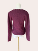 Merlot plum v-neck button down sweater top on mannequin - textured feminine knit from Justyna Grace Boutique