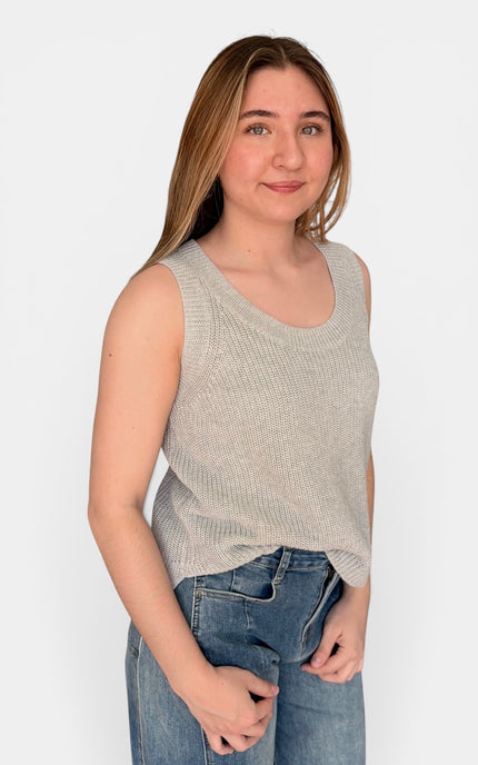 Linen cotton sleeveless sweater tank for women