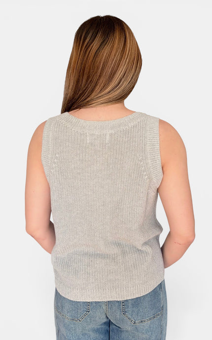 Lightweight linen blend knit tank top