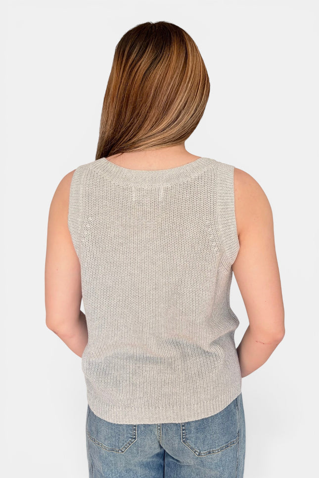 Lightweight linen blend knit tank top