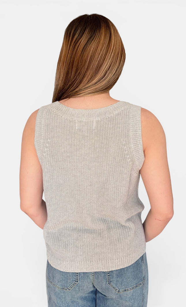 Lightweight linen blend knit tank top